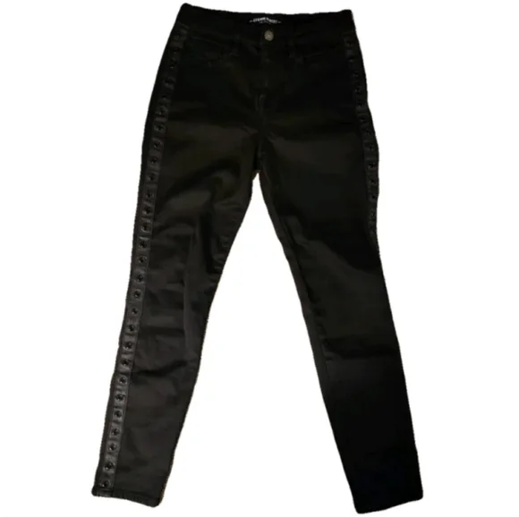 Etienne Marcel Black Skinny Jeans with Red Zipper